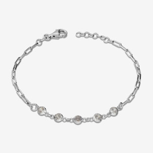 Bracciale Maglia Ovale in Argento 925 con Punti Luce in Cubic Zirconia