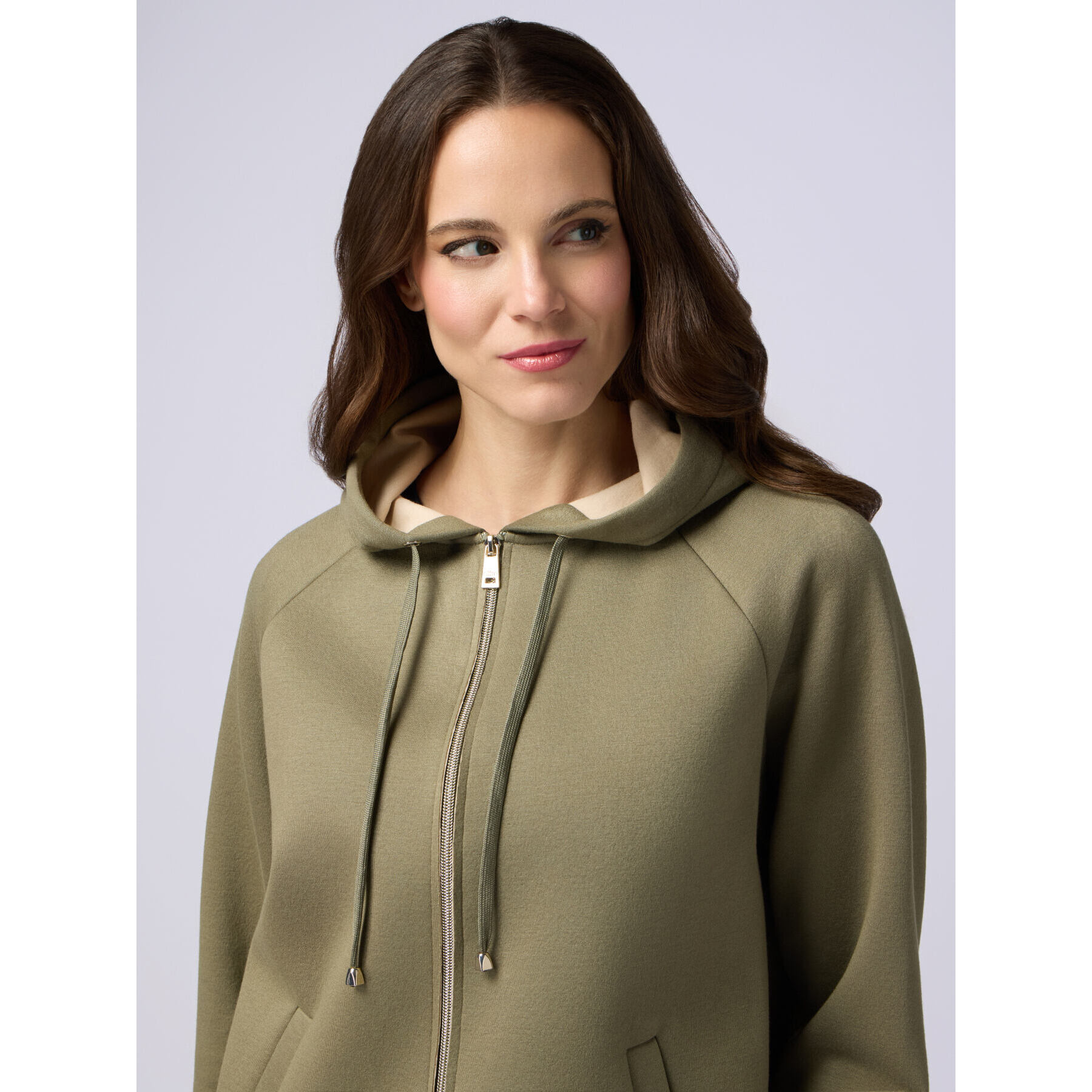 Oltre - Chaqueta sudadera en tejido scuba - Verde militare