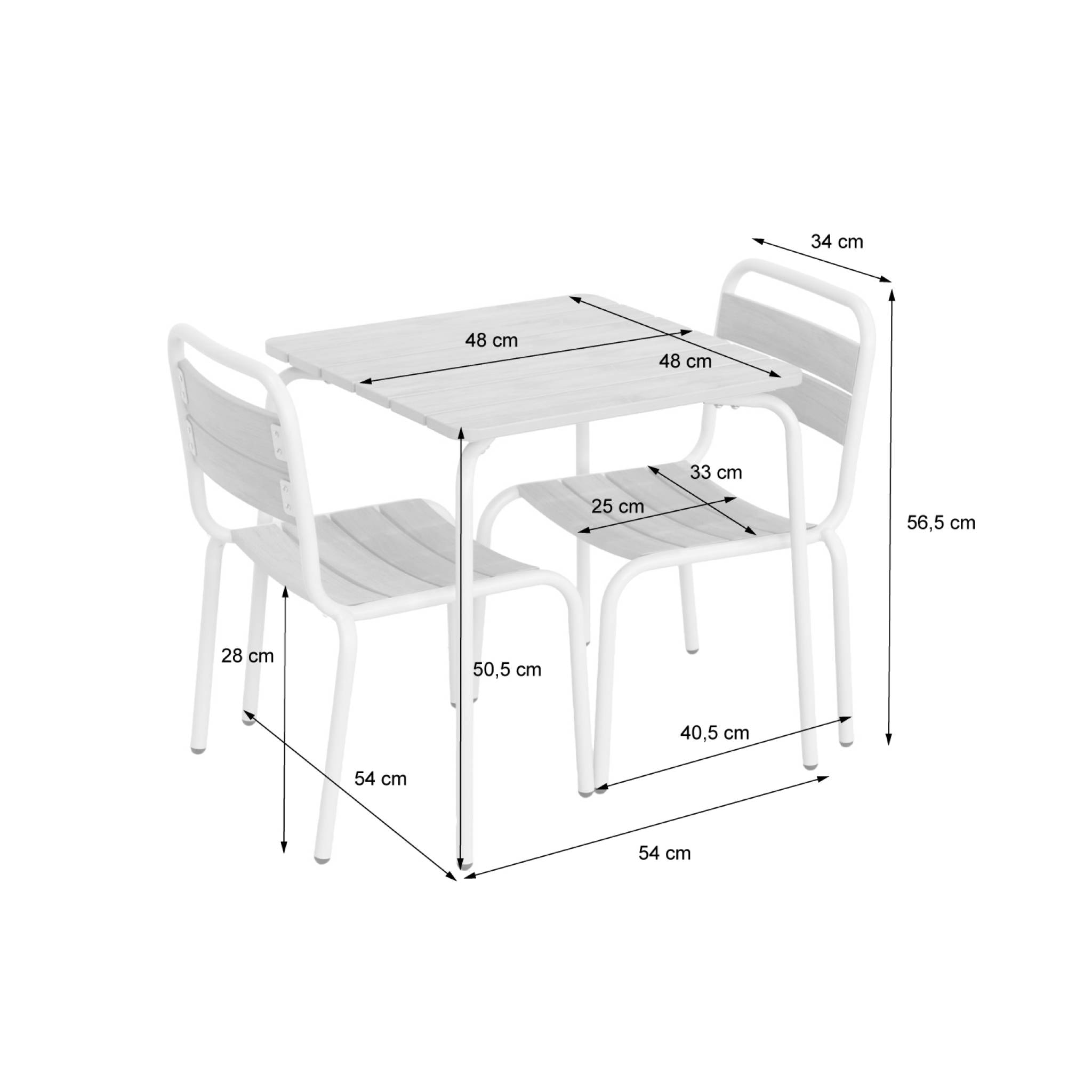 Table de jardin enfant acier et décor bois + 4 assises SUZIE