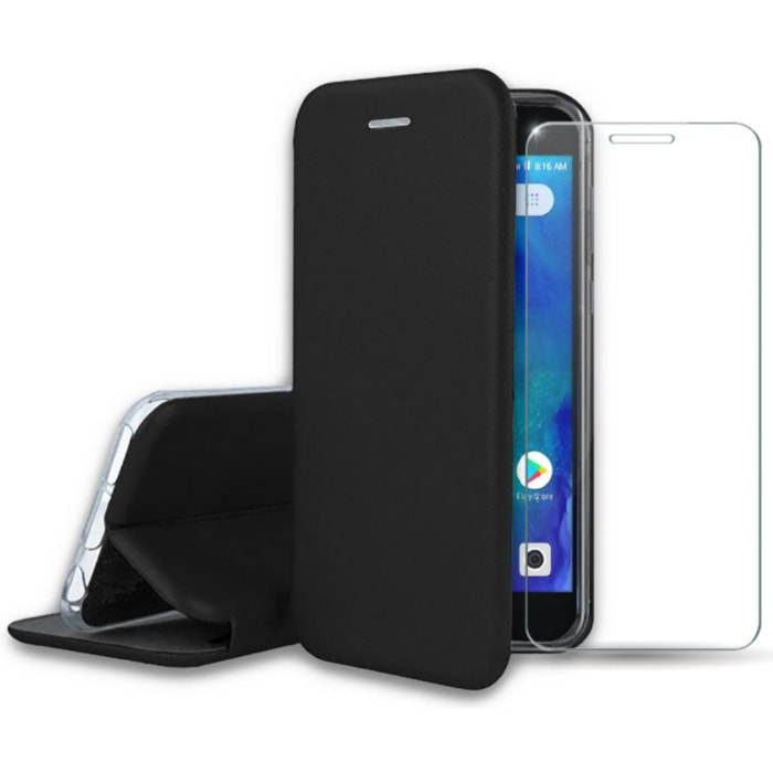 Pack IBROZ Xiaomi Redmi Go Etui cuir noir