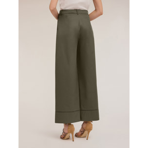 Motivi - Pantalones anchos con detalle calado - Verde