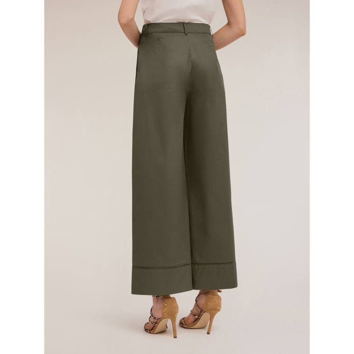 Motivi - Pantalones anchos con detalle calado - Verde