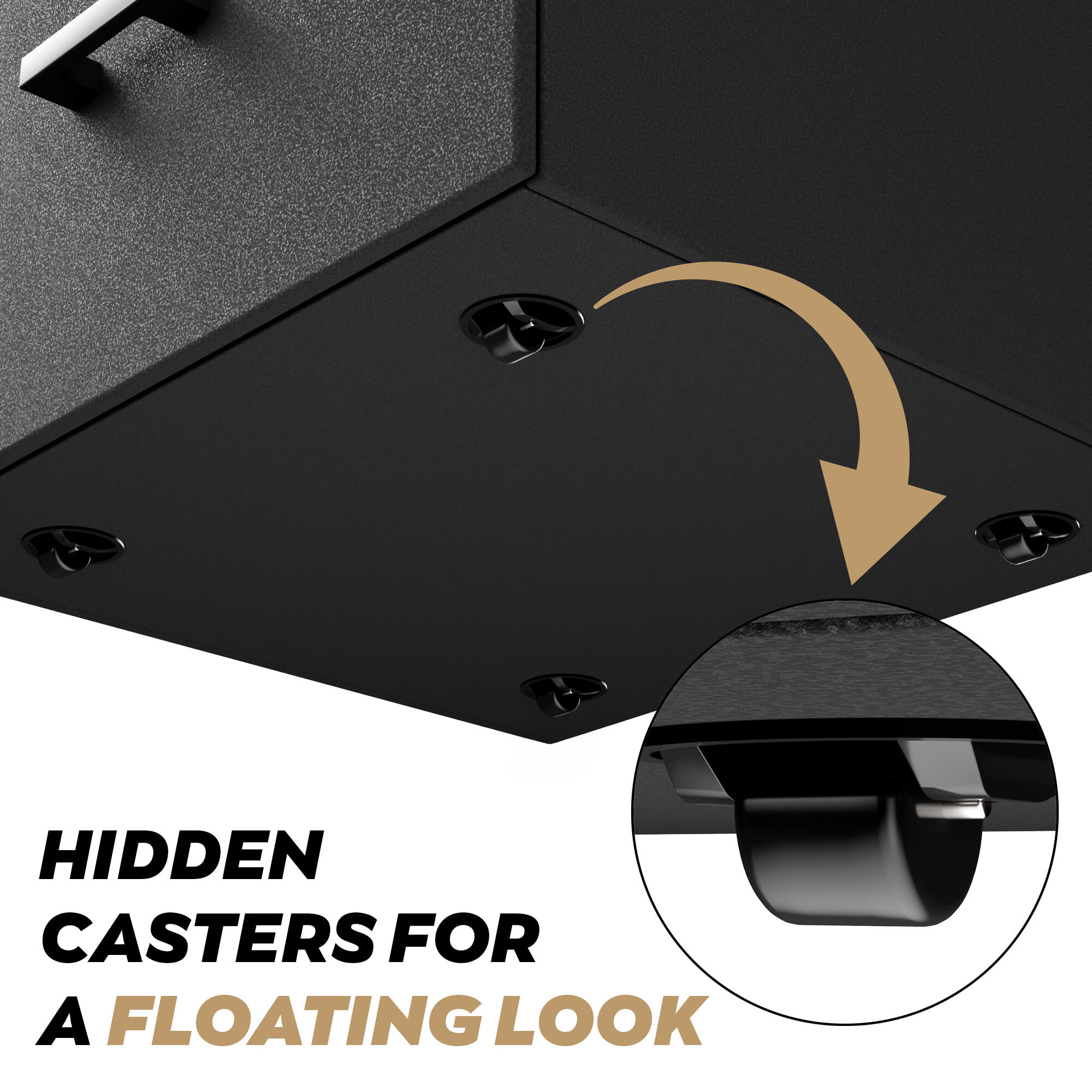 Lyra - Cassettiera Porta Stampante 3 Cassetti Mobiletto da Ufficio con Ruote in Legno MDF Nero