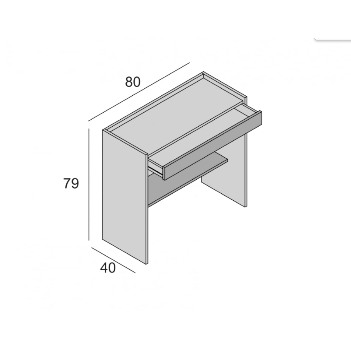 Scrivania Clematide, Scrittoio moderno con cassetto, Tavolo da studio o ufficio porta PC portalibri, 100% Made in Italy, Cm 80x40h79, Bianco e Rovere