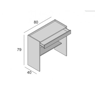 Scrivania Clematide, Scrittoio moderno con cassetto, Tavolo da studio o ufficio porta PC portalibri, 100% Made in Italy, Cm 80x40h79, Bianco e Rovere