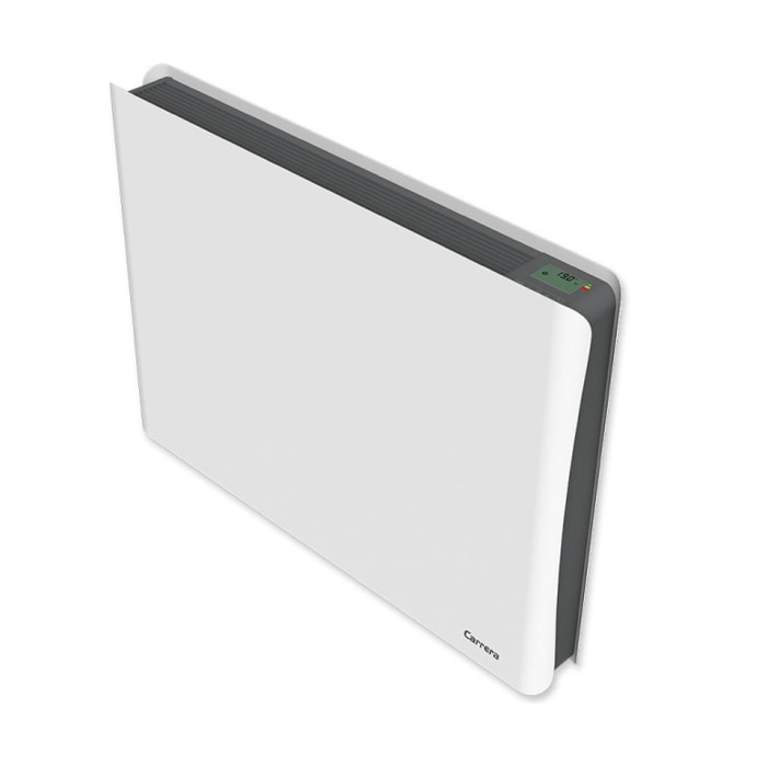 Radiateur inertie double coeur ceramique + film LCD 1500W blanc & gris