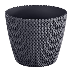 Maceta redonda de plastico en color antracita
