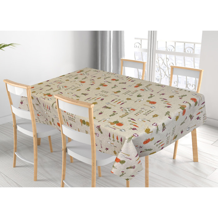 Tovaglia Cucina In Misto Cotone Made In Italy Disegno Orto 140x180