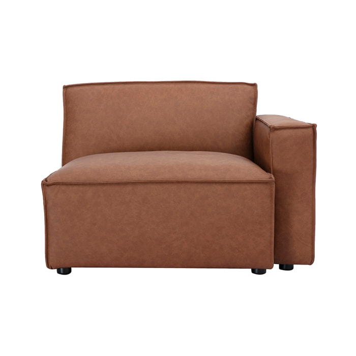 Module d'angle droit pour canapé en cuir marron SPLIT