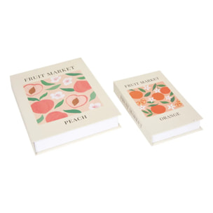 Lot de 2 boîtes en forme de livre Fruity 33x25cm