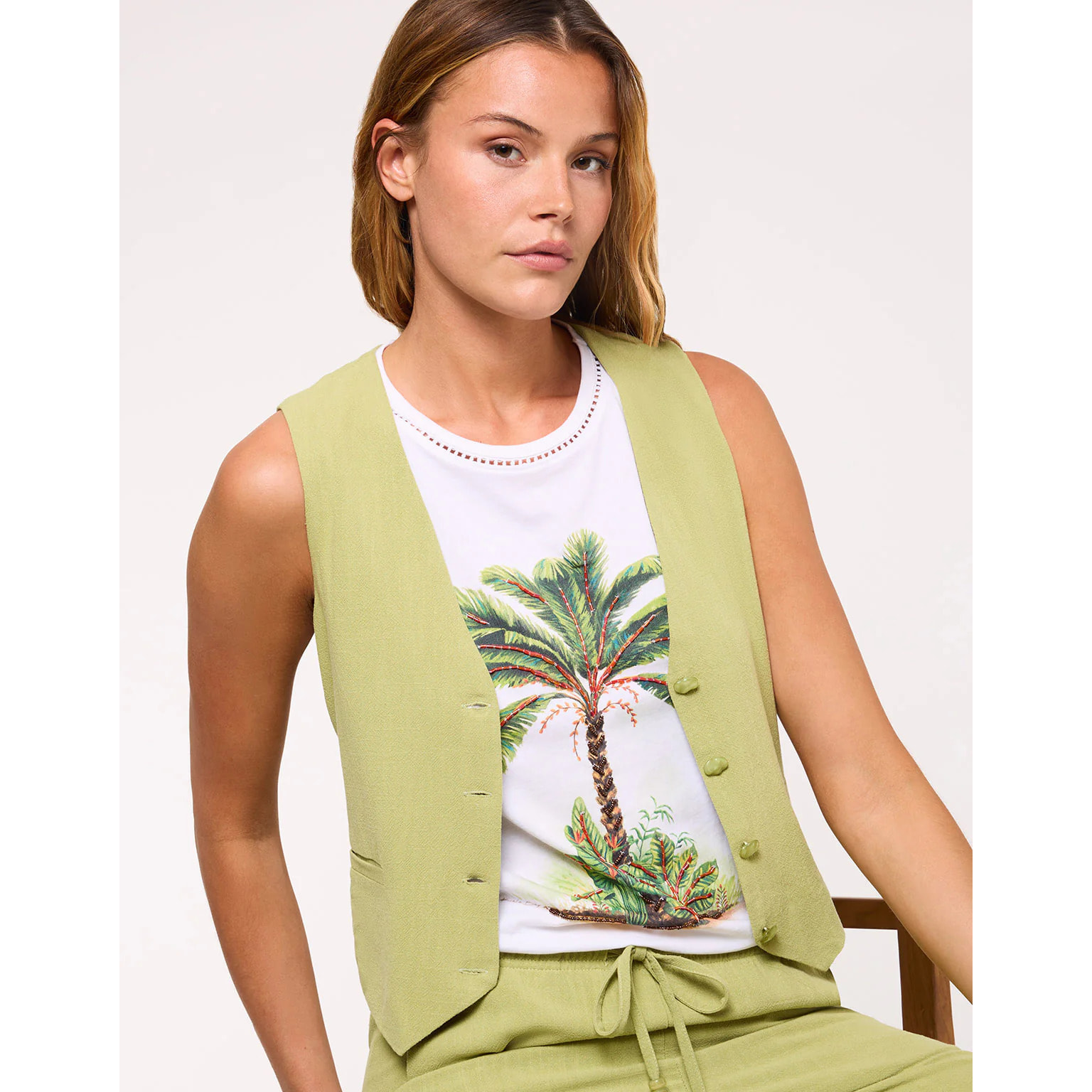 Top Chaleco Verde - Vari