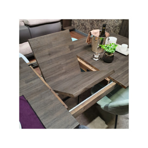 Table de repas extensible L180/220 cm en bois massif cendré et métal noir - BELLAGIO