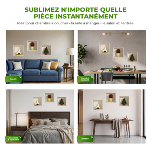 Stickers muraux 3D | Sticker Mural Autocollant effet 3D Noël sapin et bougies - Stickers adhésifs 3D Chambre Salon Trompe l'oeil
