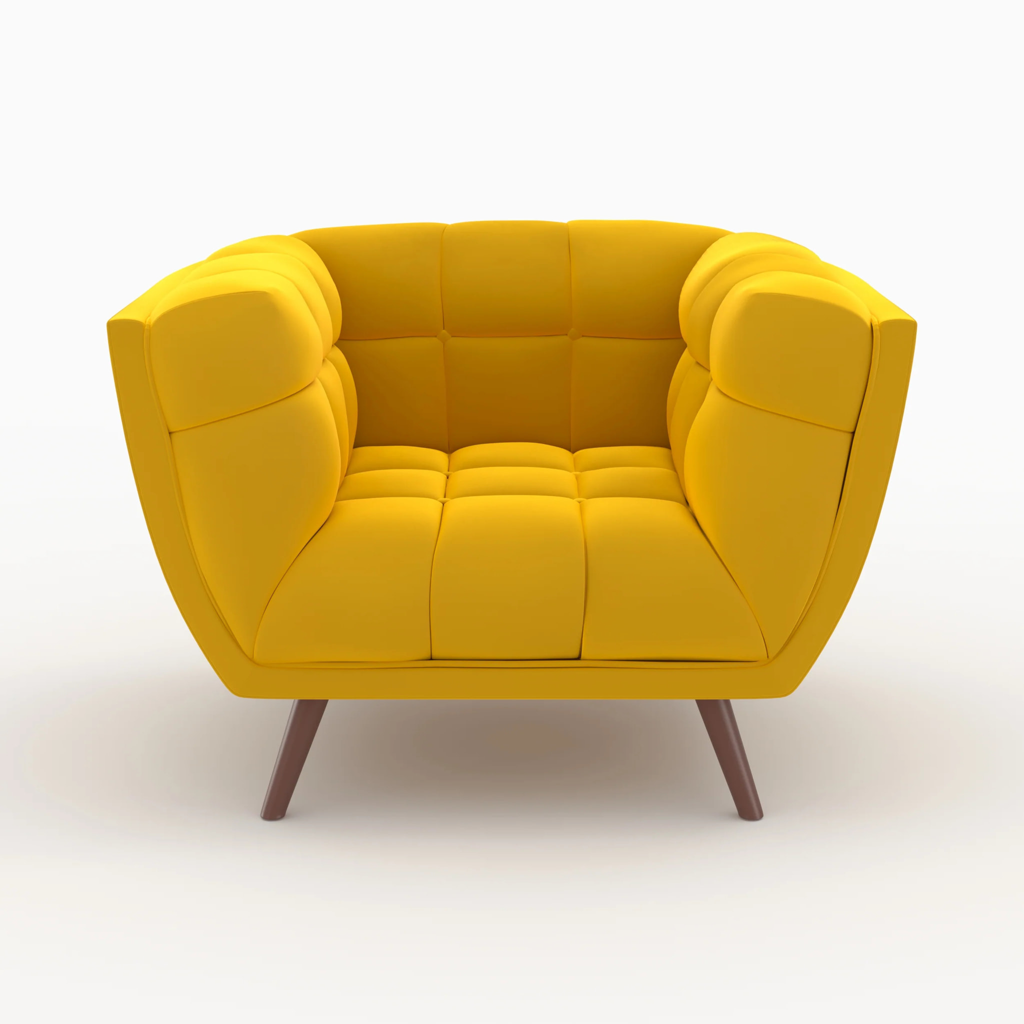 Ensemble canapé et fauteuil en velours jaune 4 places - Mona