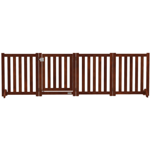 Barrière de sécurité chien pliable modulable autoportante avec porte max. 205 x 60 cm MDF effet acajou
