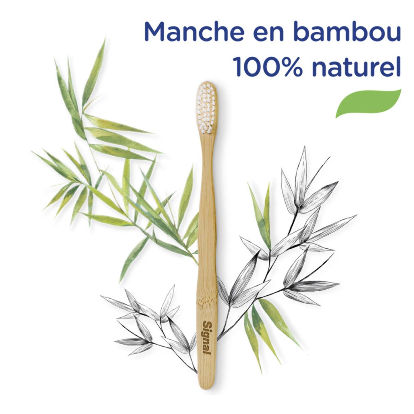6 Brosses à Dents Signal Bambou Naturel Souple (Lot de 6 )
