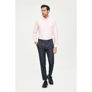 Camicia Uomo 1 Bottone Button Down Slim Oxford Lavato Unito Rosa
