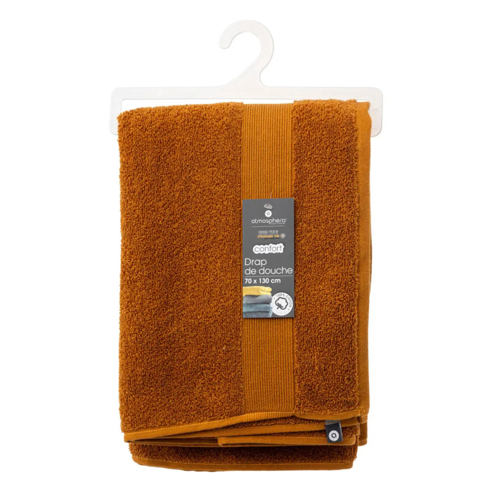 Drap de douche "Praia" en coton 70x130cm marron canelle