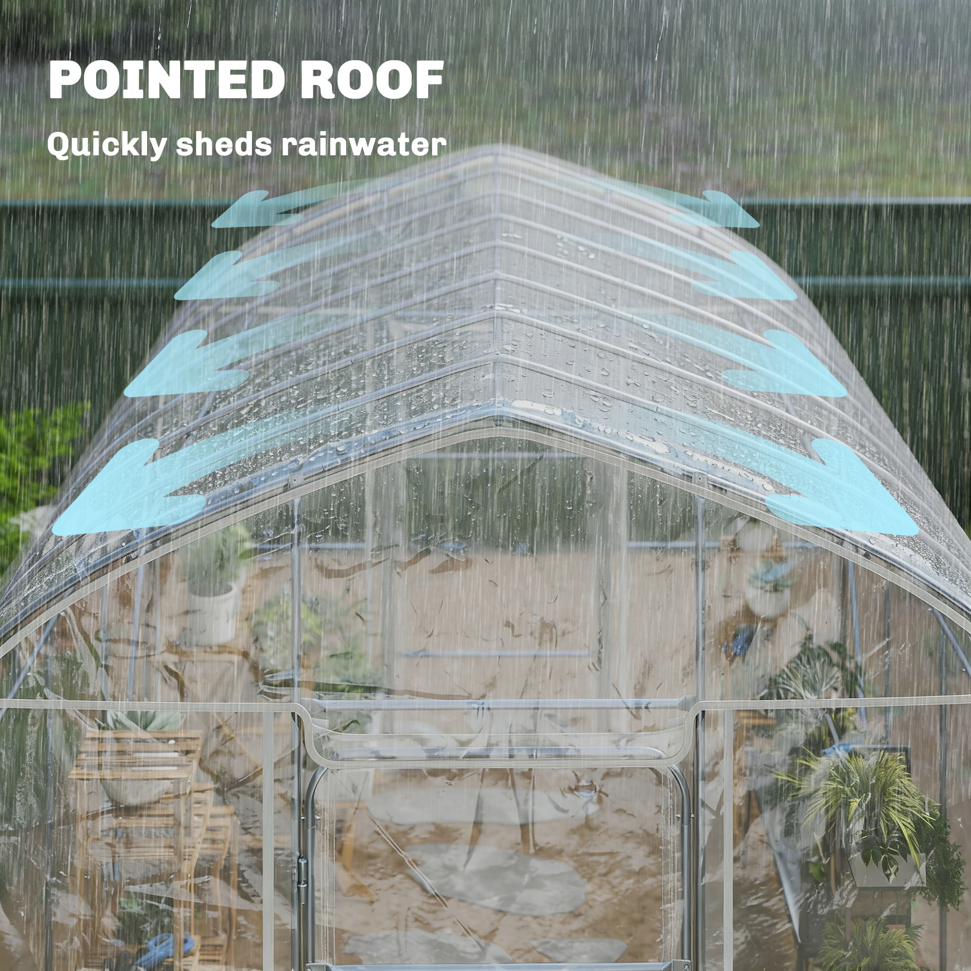 Serre tunnel jardin 12 m² - 2 portes - acier galvanisé - bâche transparente