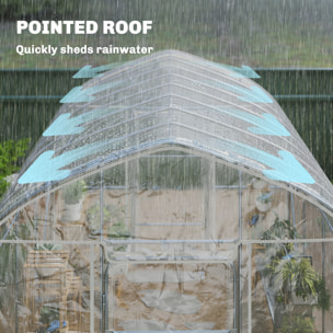 Serre tunnel jardin 12 m² - 2 portes - acier galvanisé - bâche transparente