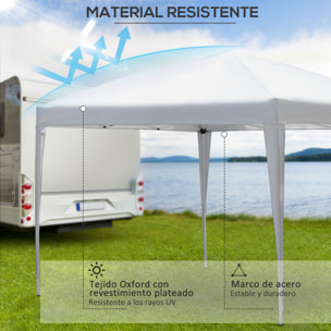 Outsunny Carpa Plegable 3x3 m Cenador de Jardín Gazebo con Bolsa de Transporte Altura Ajustable en 3 Niveles Anti-UV e Impermeable para Terraza Patio Playa Blanco