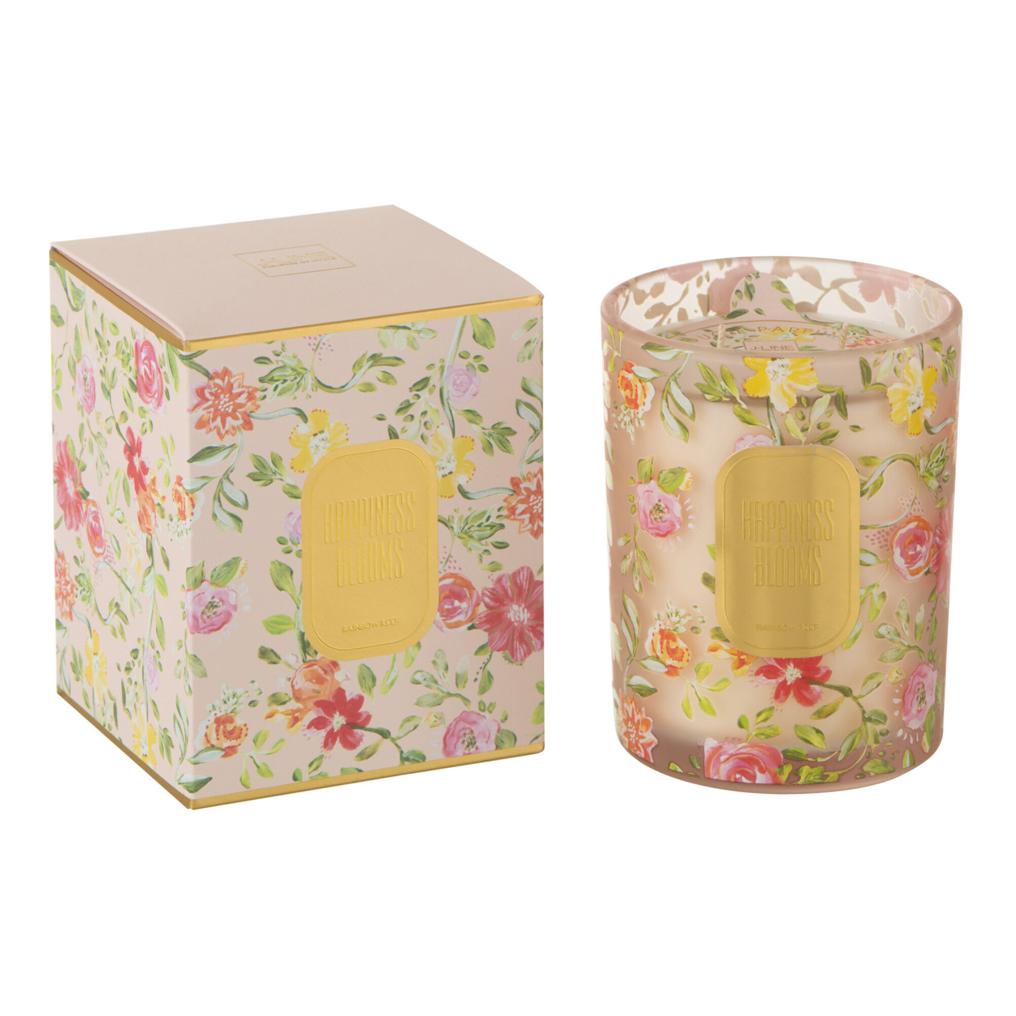 J-Line bougie parfumée - Happiness Blooms - Rain Reef - rose - large - 70H