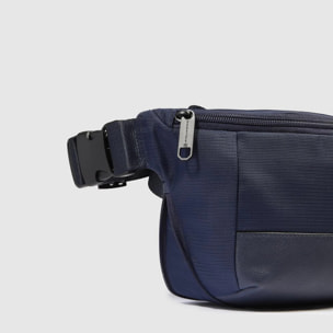 Piquadro Marsupio espandibile in tessuto riciclato e pelle con protezione RFID