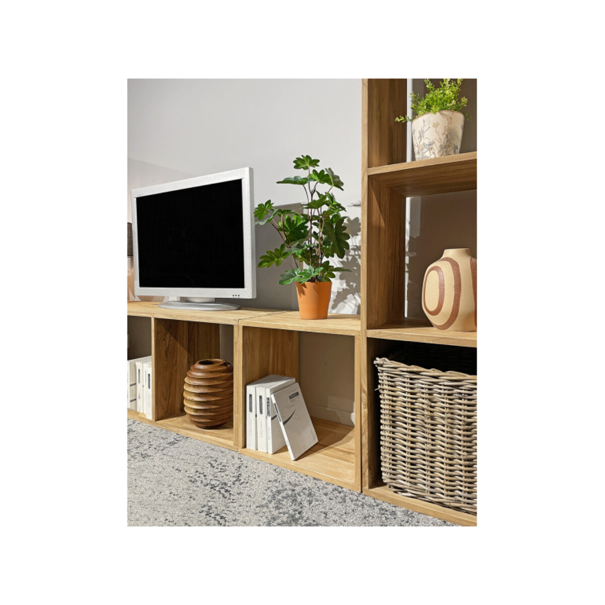 Etagère 1 case cube carrée 47 x 47 cm en bois de teck massif - ROMA