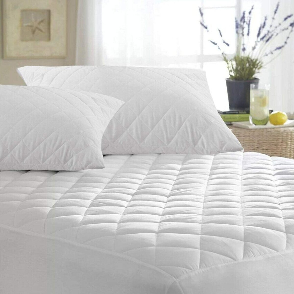 Protege Matelas 100% Polyester 205gsm Matelasse / Respirant Blanc