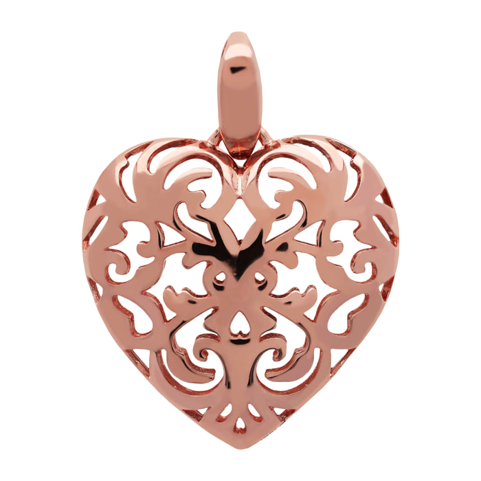 Pendente Cuore Traforato placcato Oro Rosa 18Kt