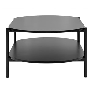 Table basse ovale finition bois noir et métal L115 cm BRUNA