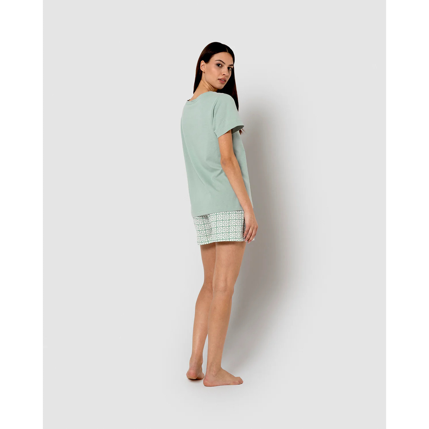 Pigiama corto in cotone Tiffany verde Sagittario