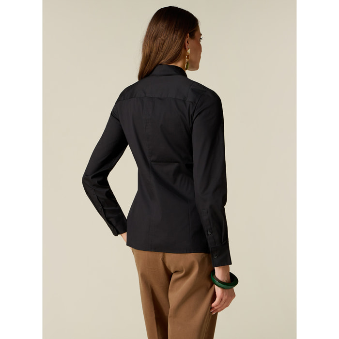 Oltre - Camicia basic in popeline - Nero