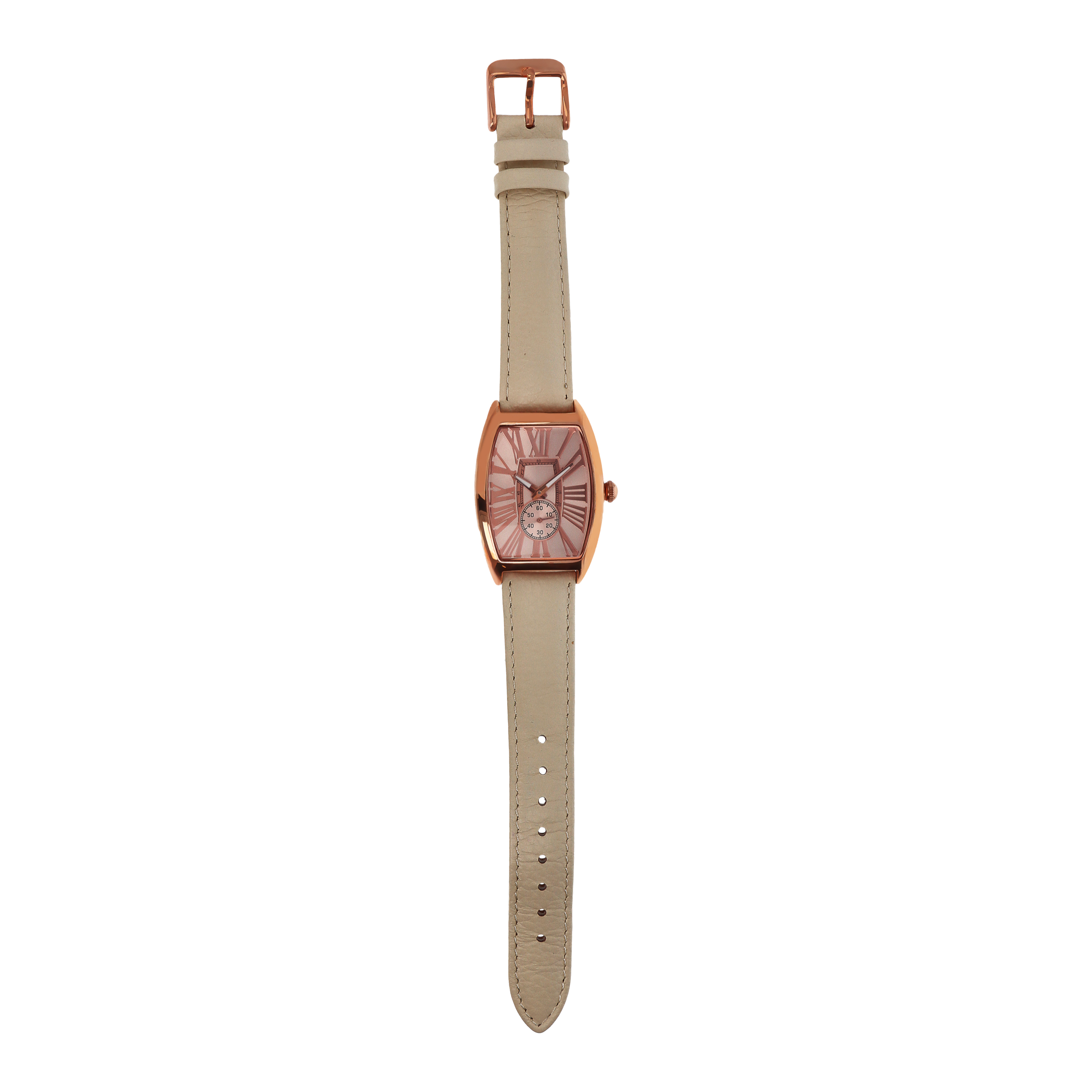 Orologio da Polso placcato Oro Rosa 18Kt con Cinturino in Pelle Stampata Beige