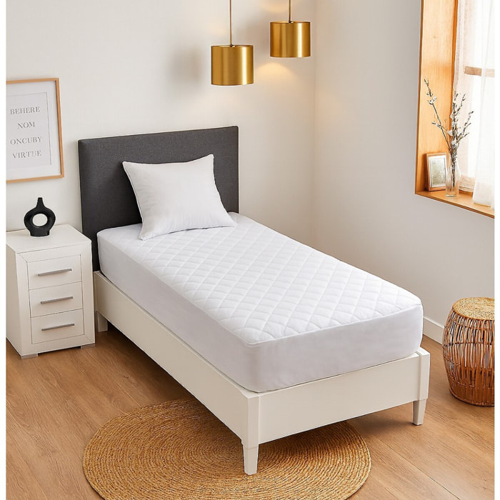 Protege matelas 100% polyester 75gsm quilte - blanc