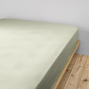 Drap housse - bonnet:30cm - 100% gaze de coton vert d'eau