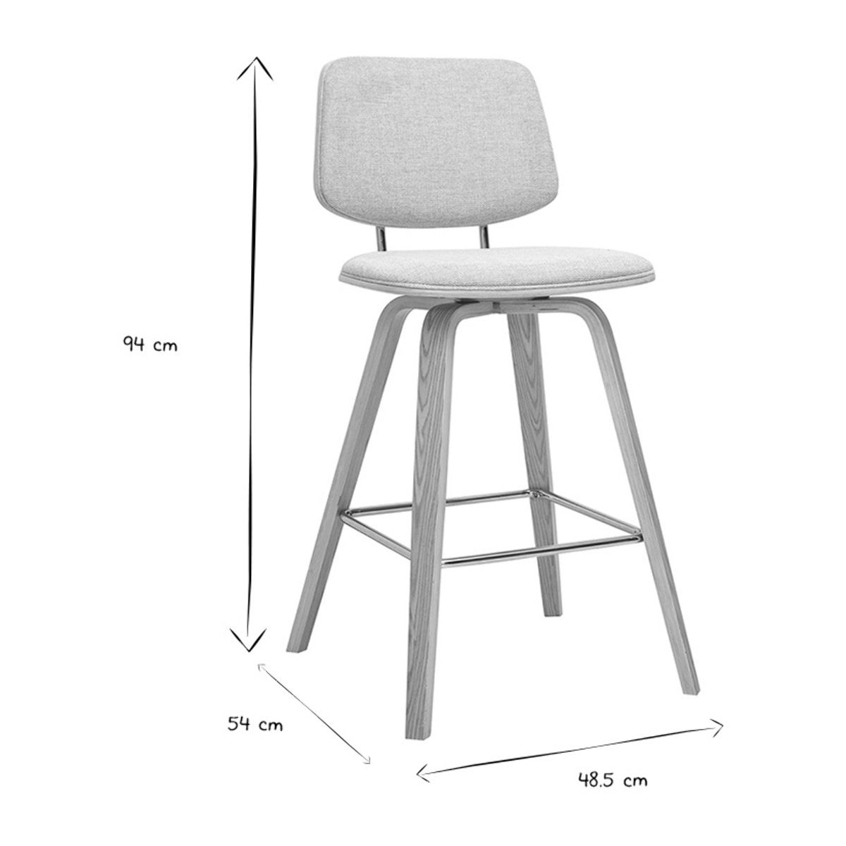 Tabourets de bar en tissu effet velours texturé beige et bois clair H66 cm (lot de 2) SEGUR
