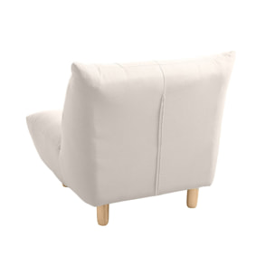 Fauteuil scandinave en tissu beige et bois clair YUMI