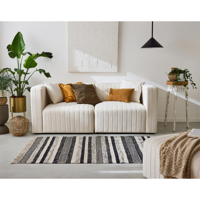 Nova - canapé modulable 2 places - en velours - Beige