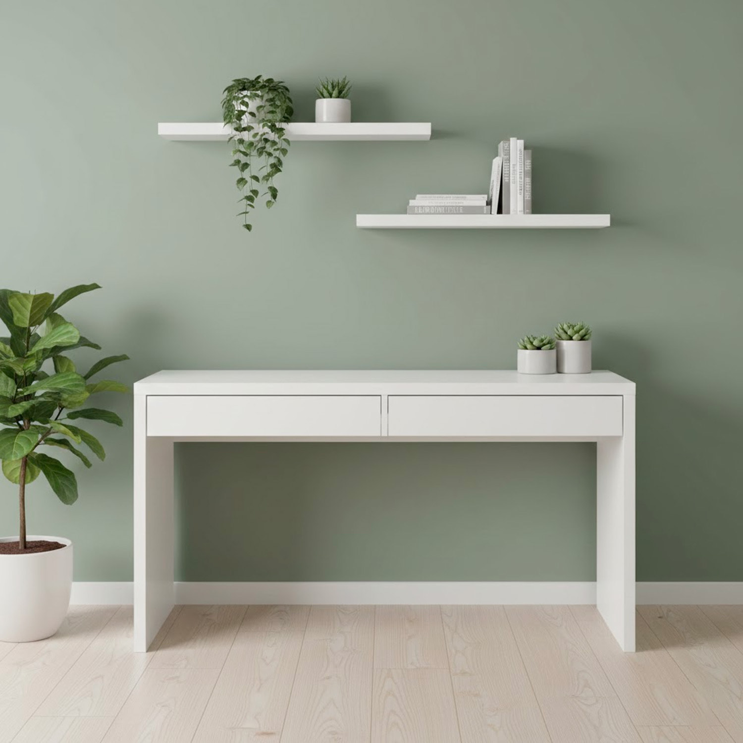 Scrivania Ufficio Home Office Studio Design Moderno Tavolo Lavoro Computer Cassetti Arredo Casa Professionale Ampia Superficie 138 x 50 x 75 Cm Bianco