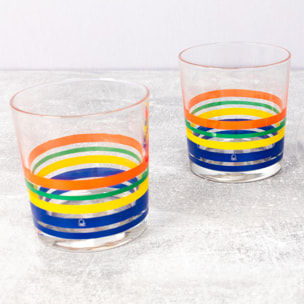 Set 4pcs vasos de agua cristal rayas finas multicolor  benetton