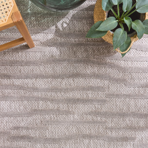 SANTORINI - Tapis d'intérieur/extérieur à motifs en relief rayure - Gris