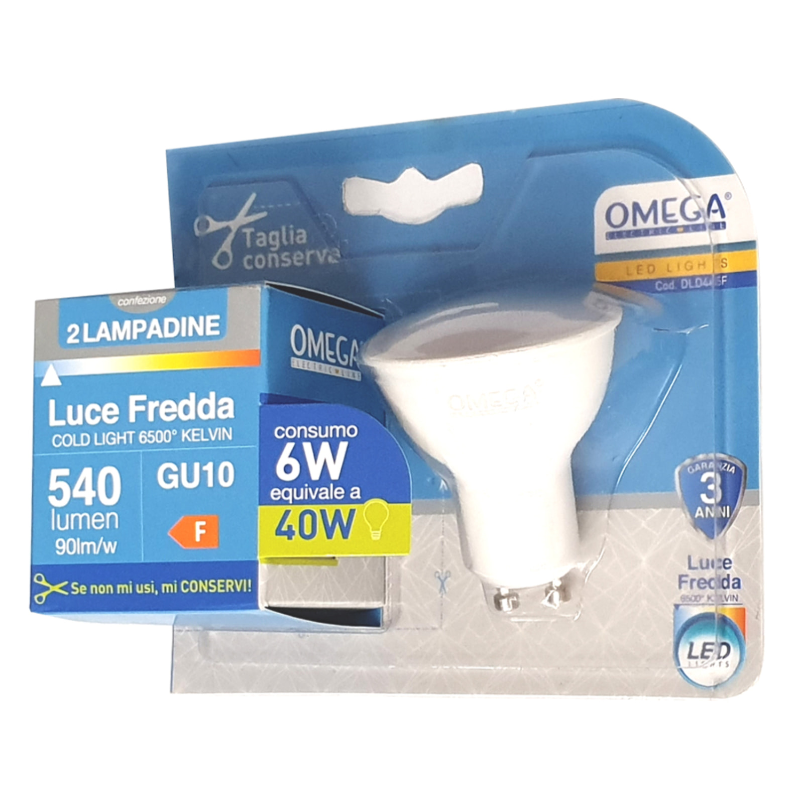 OMEGA Set 6 pezzi faretto led gu10 6w 540lm 6500k GU10