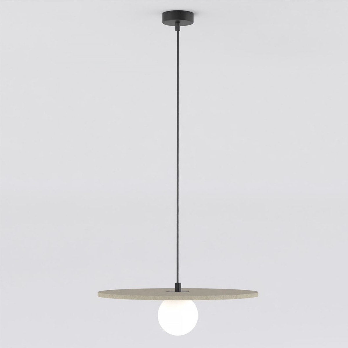 Lampada a sospensione CALMA in feltro beige e acciaio nero
