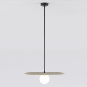 Lampada a sospensione CALMA in feltro beige e acciaio nero