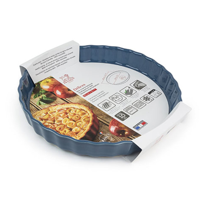 Moule à tarte festonné bleu océan 30 cm Délices