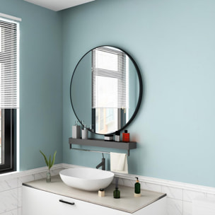 Specchio tondo da parete 70 cm con telaio nero - Ecoche