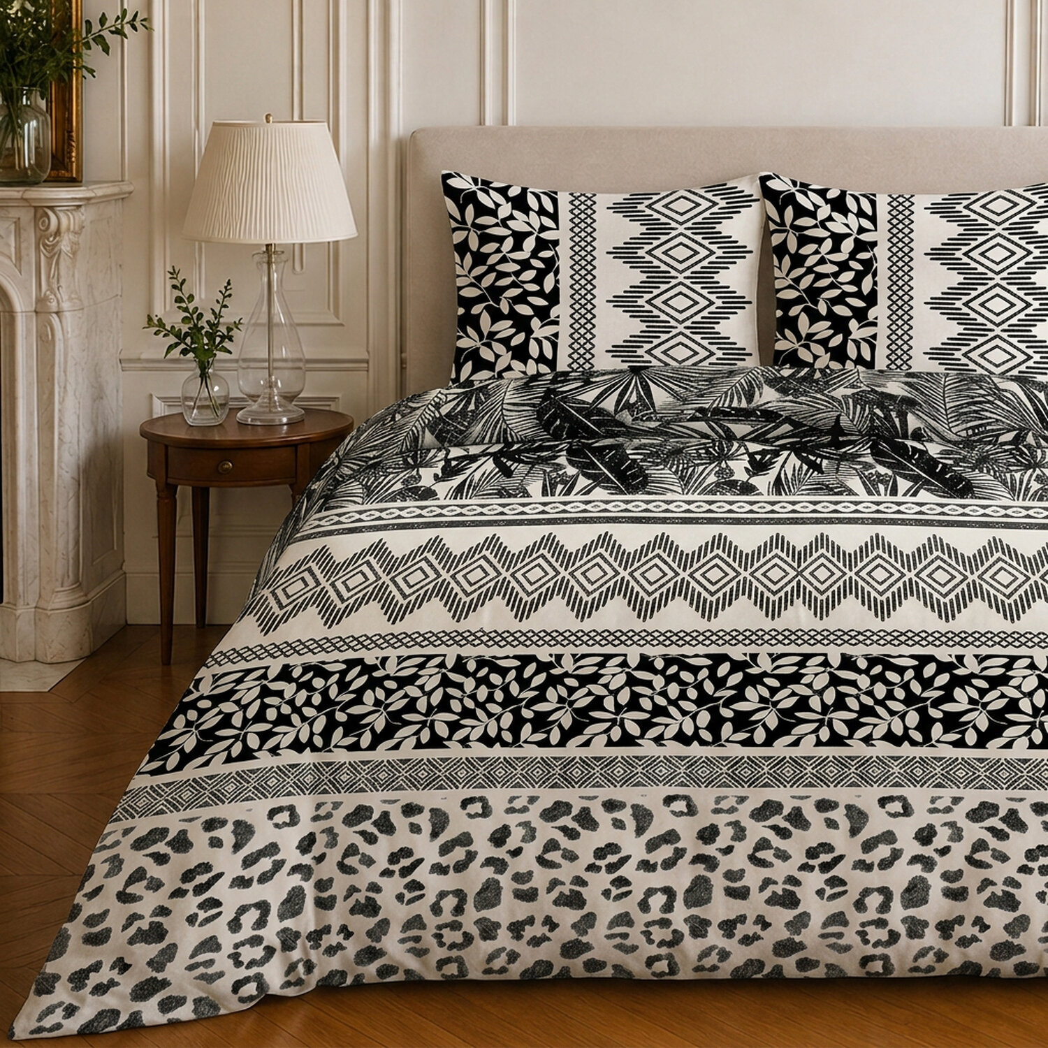 Parure housse de couette 100% microfibre motif géométrique - LAVANE
