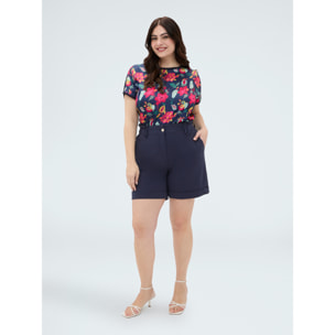 Fiorella Rubino - Pantalones Bermuda en Punto Milano - Azul