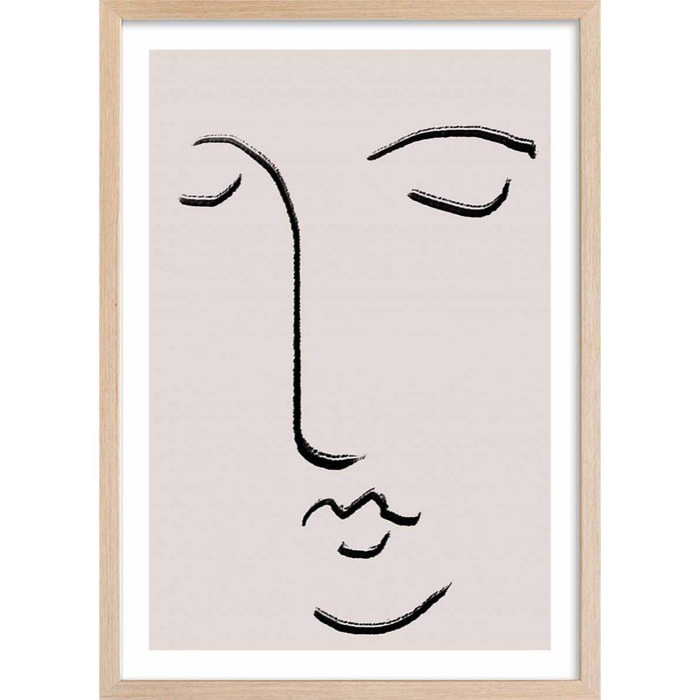 Affiche Simple Ligne No1 Affiche + cadre en bois - Chêne